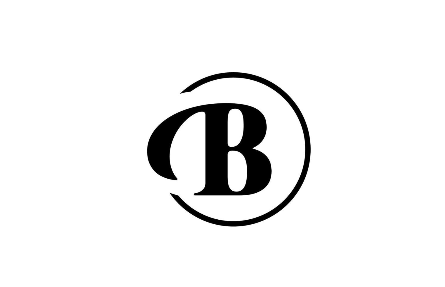 b icône du logo lettre alphabet en simple couleur noir et blanc. design de cercle élégant et créatif pour les entreprises et les entreprises vecteur