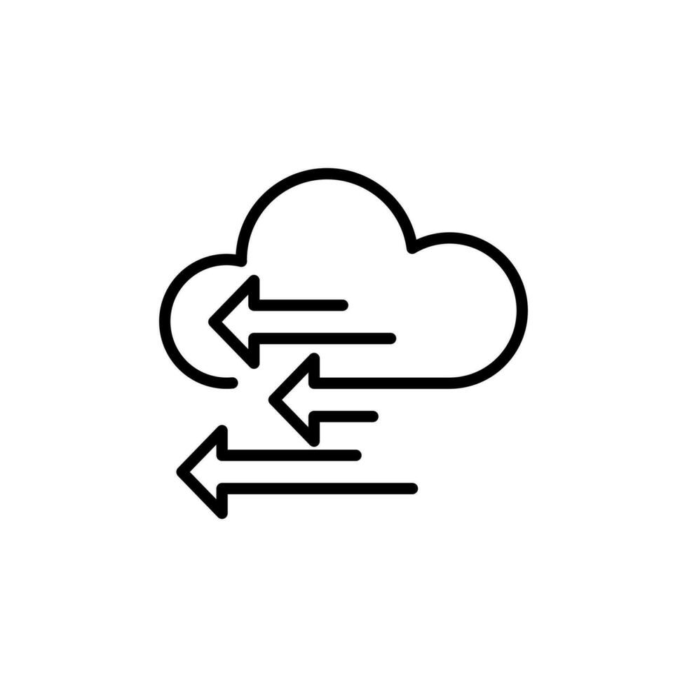 vecteur noir ligne icône vent et nuage isolé sur blanc Contexte