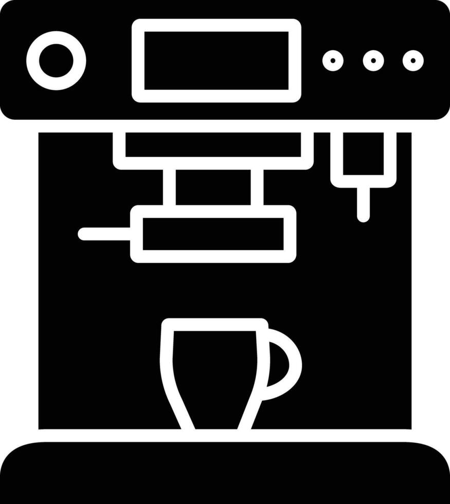 café machine solide et glyphe vecteur illustration