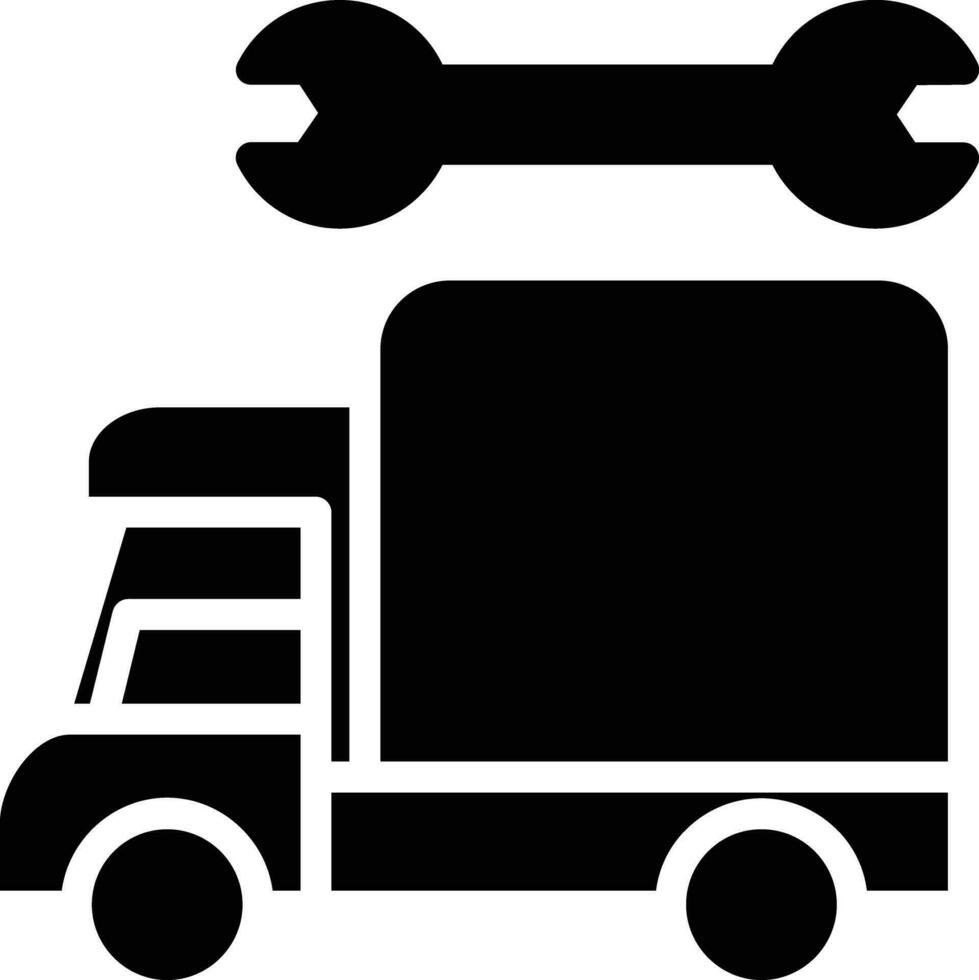 mobile entretien un camion solide et glyphe vecteur illustration