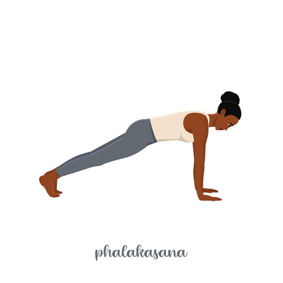 femme Faire planche pose exercice ou Phalakasana. vecteur