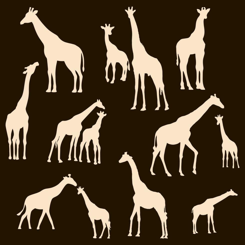 girafe silhouette ensemble vecteur