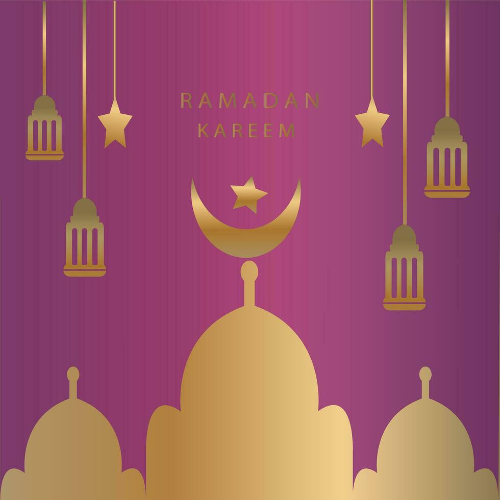 Ramadan kareem fête bannière modèle vecteur. eid mubarak conception vecteur avec une lanterne, lune, et étoile dans luxe Contexte. Ramadan conception élément. salutation carte conception pour les musulmans vacances.