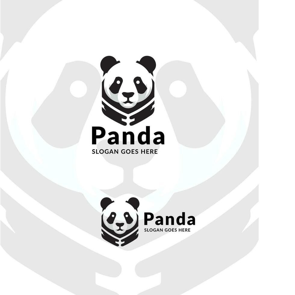 pandamonium, double logos dans yin et Yang harmonie vecteur
