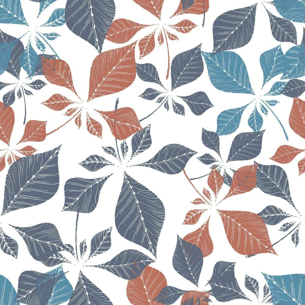 feuilles et fleurs. dessiné à la main graphique. sans couture motifs pour en tissu et emballage conception. une textile modèle. vecteur