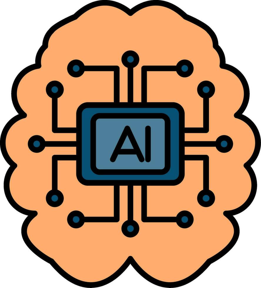 artificiel intelligence ligne rempli icône vecteur