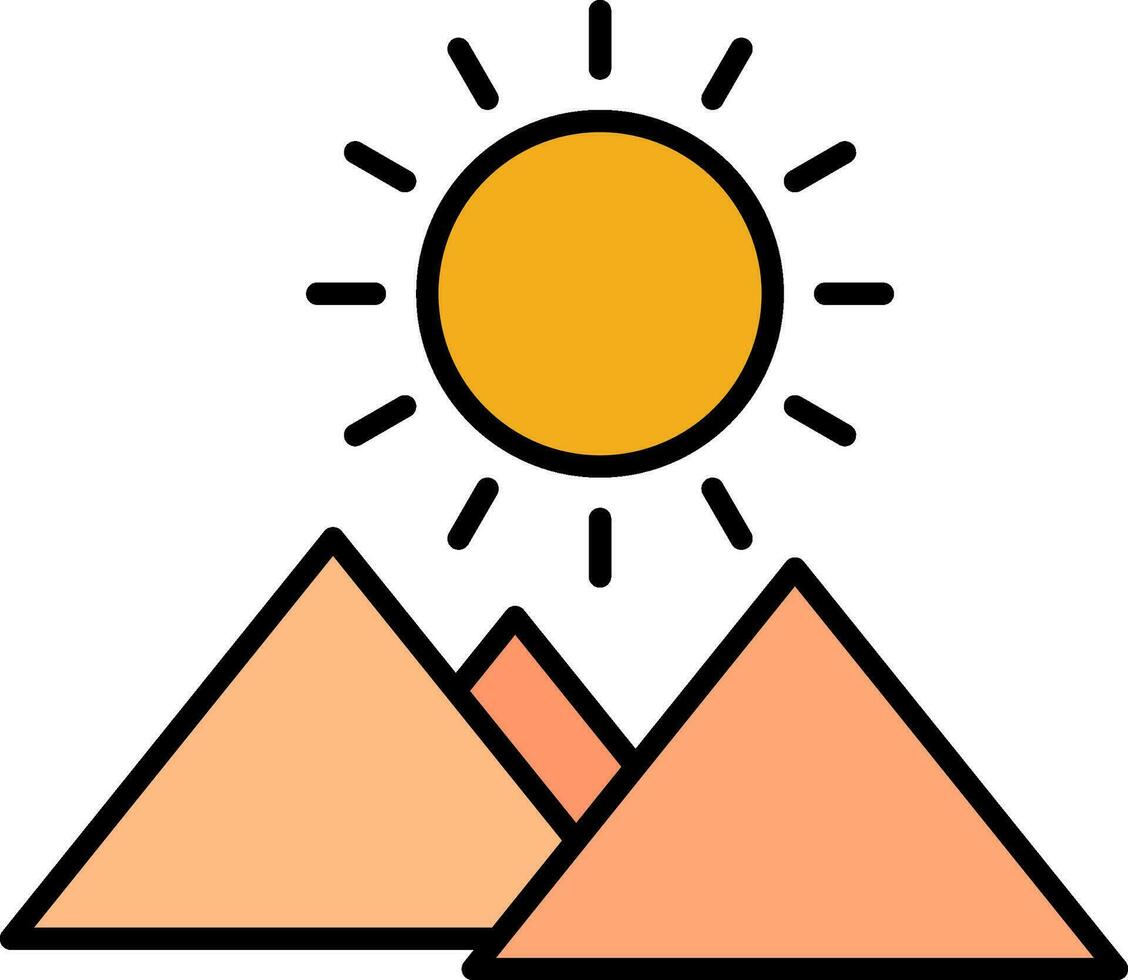 icône remplie de ligne de lever de soleil vecteur