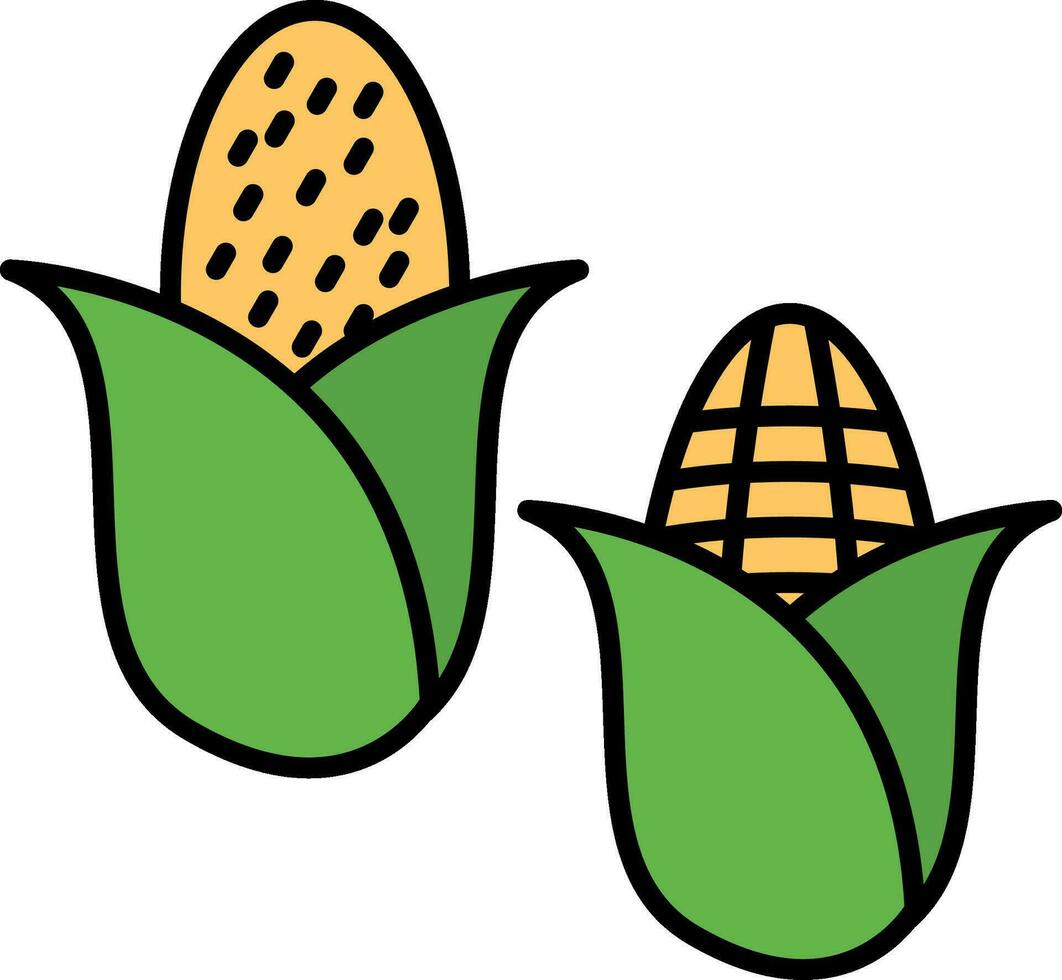 icône remplie de ligne de maïs vecteur
