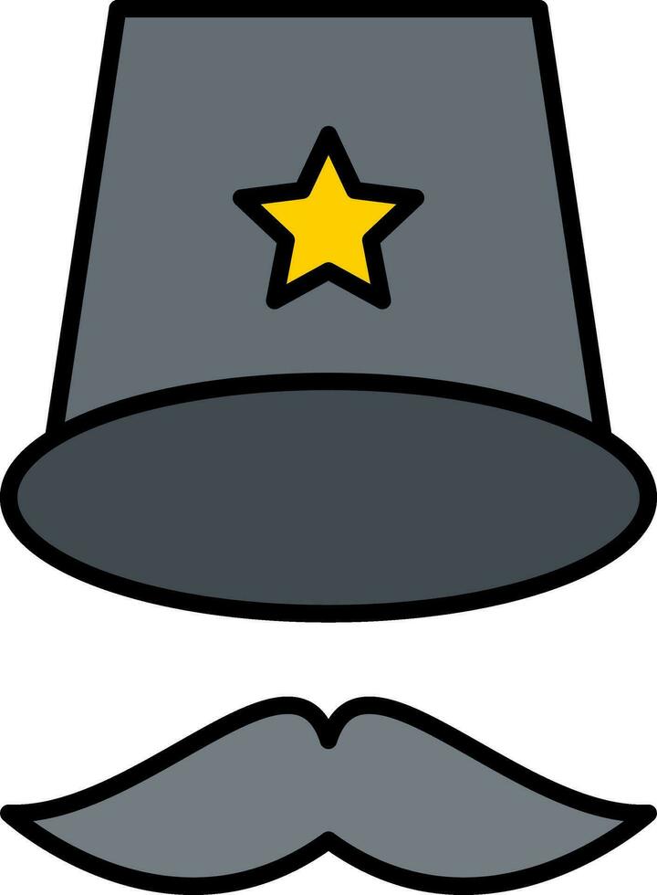 Haut chapeau ligne rempli icône vecteur