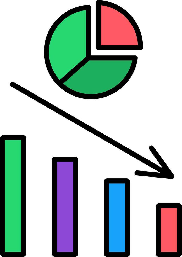 icône remplie de ligne de graphique à secteurs vecteur