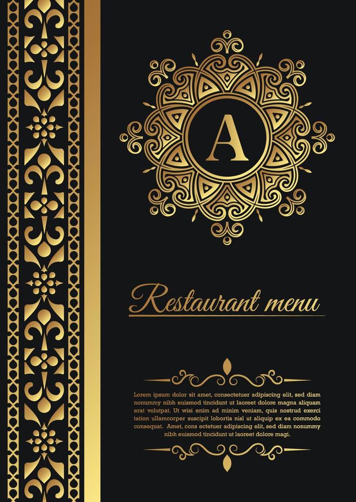 couverture de menu de restaurant élégante avec ornement de logo vecteur