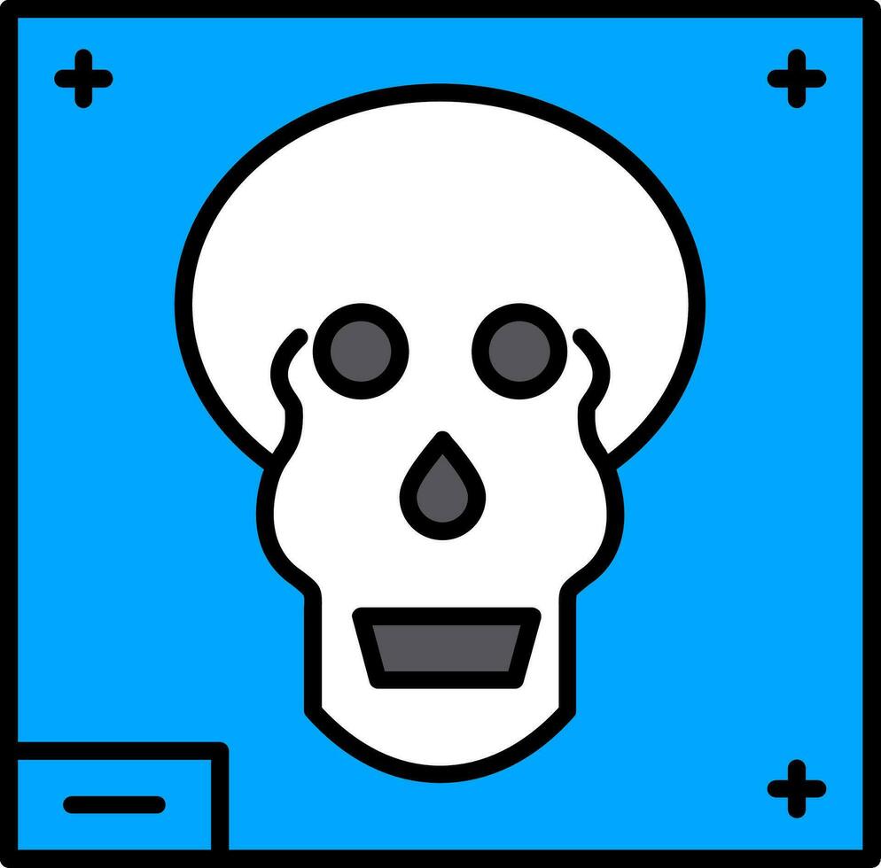 crâne X - rayon ligne rempli icône vecteur