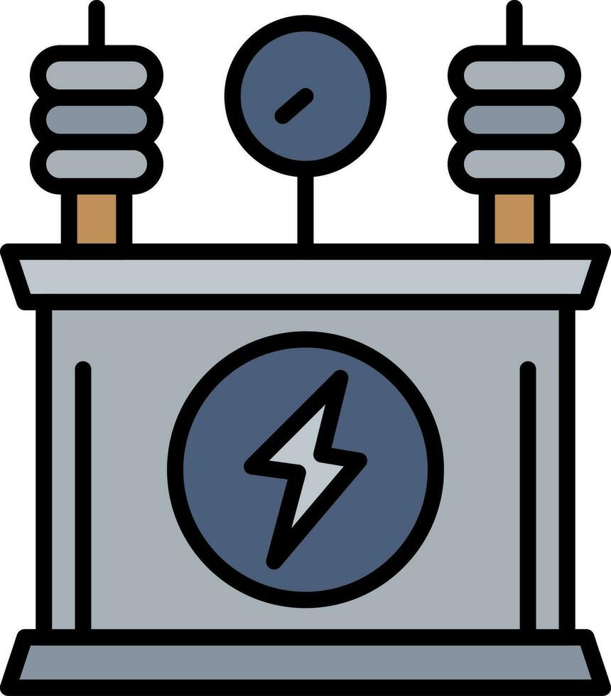 icône remplie de ligne de transformateur de puissance vecteur