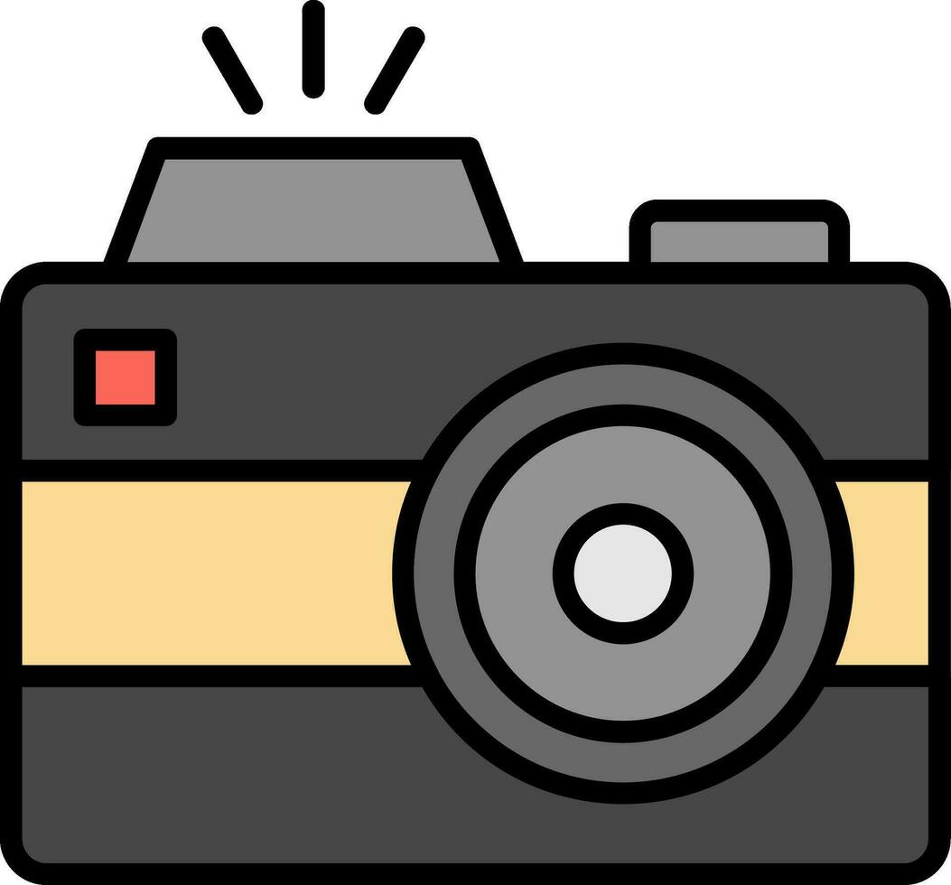 icône remplie de ligne de caméra vecteur