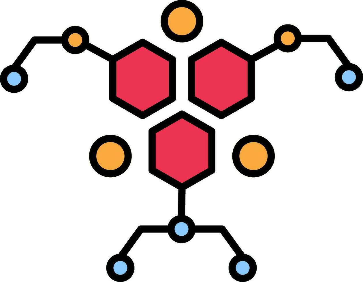 molécule ligne rempli icône vecteur