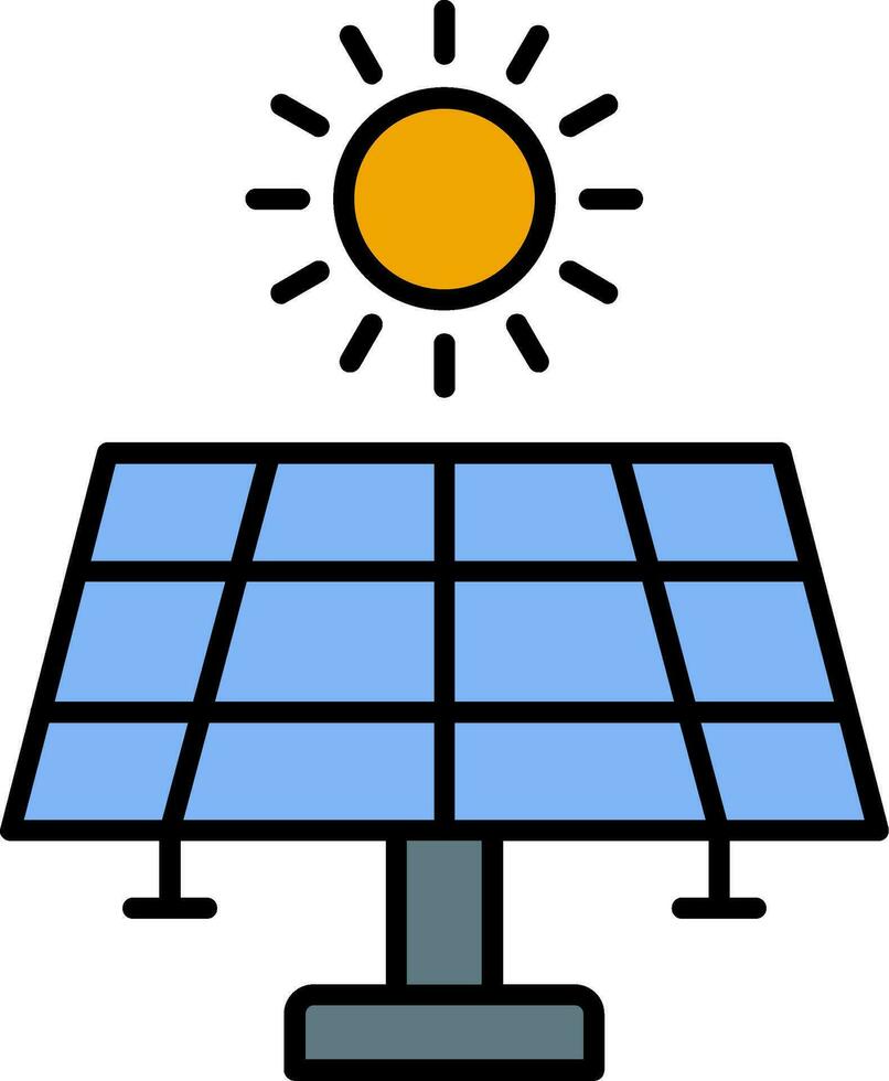 icône remplie de ligne d'énergie solaire vecteur