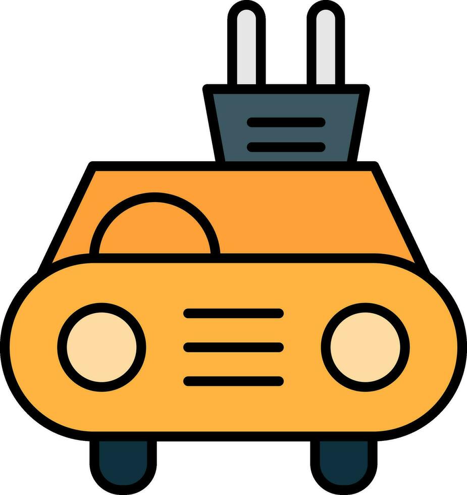 icône remplie de ligne de voiture électrique vecteur