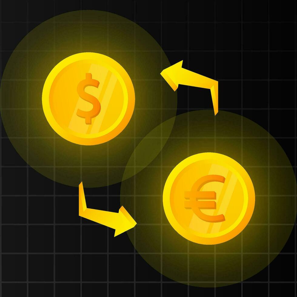 argent échange euro et dollar, en espèces transfert, finance. vecteur illustration.