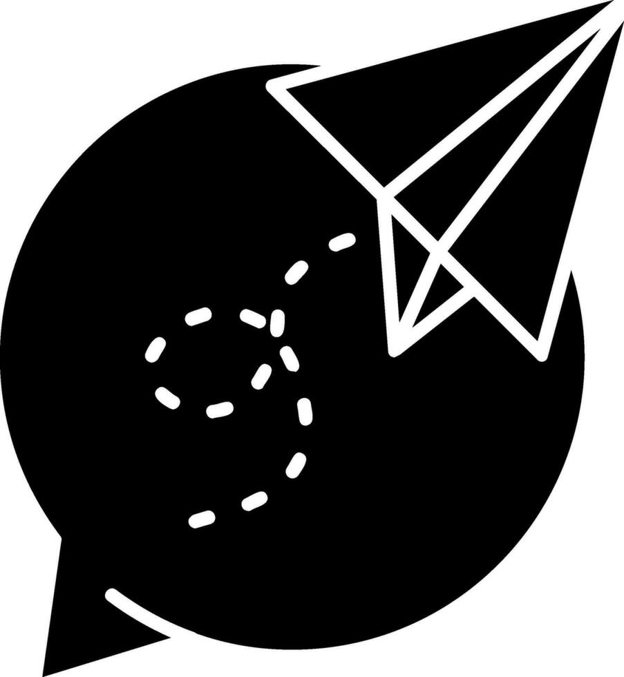 icône de glyphe d'avion en papier vecteur