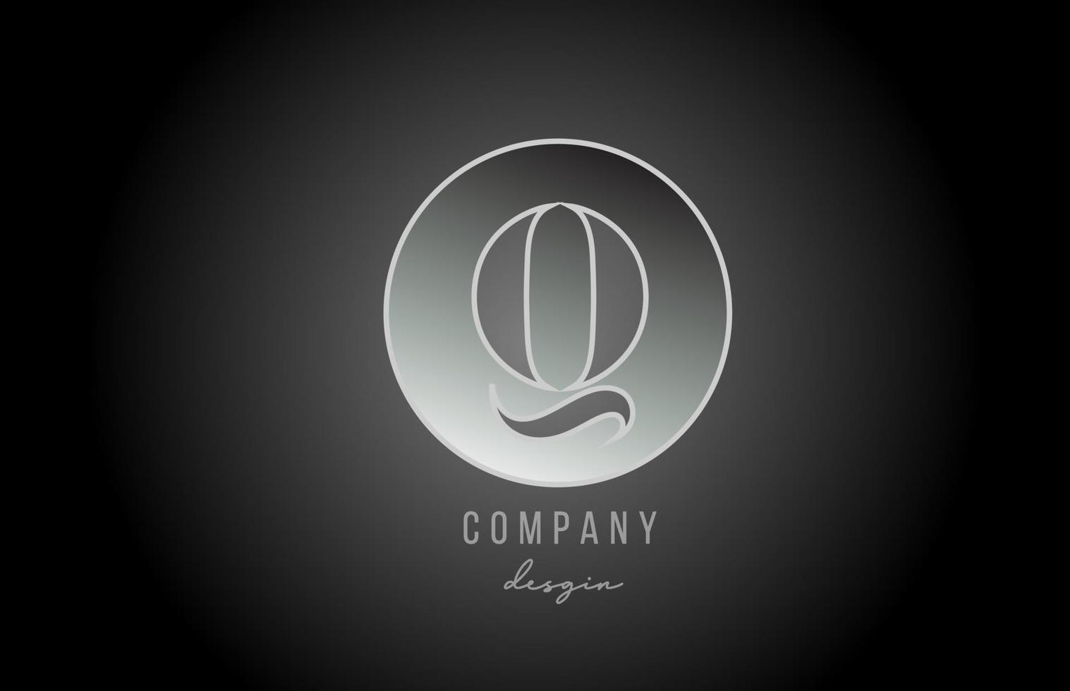 métal gris argent q lettre alphabet icône logo design pour entreprise et entreprise vecteur