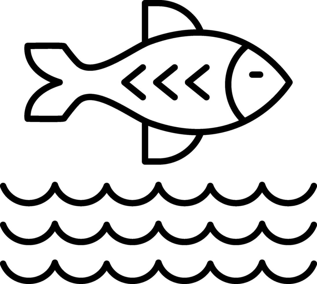 icône de ligne de poisson vecteur