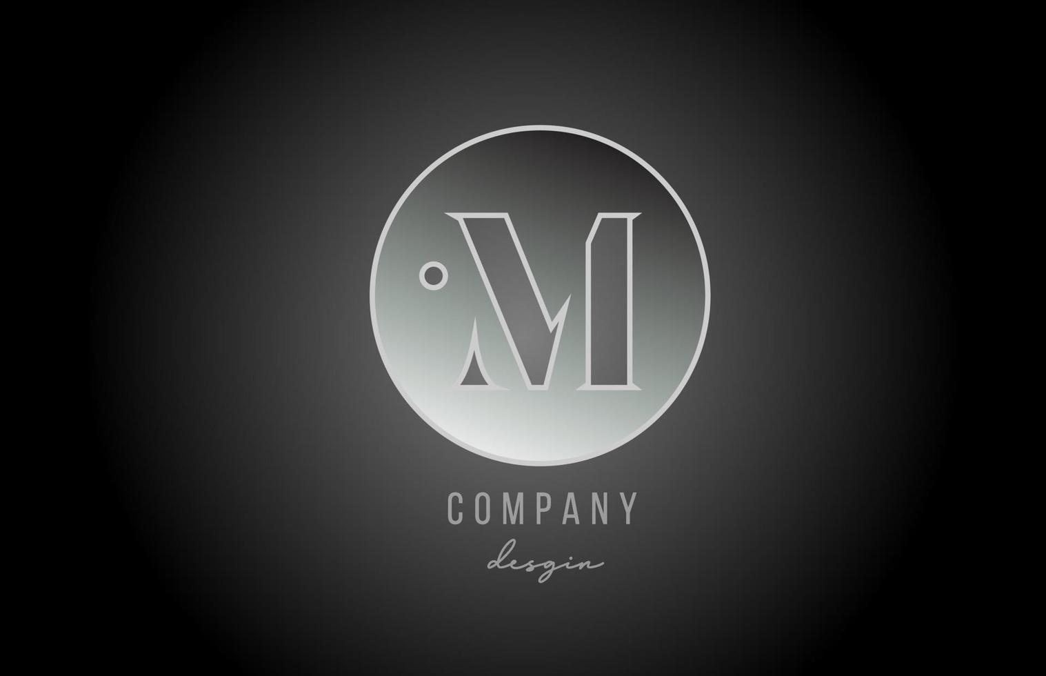 métal gris argent m alphabet lettre logo icône design pour entreprise et entreprise vecteur