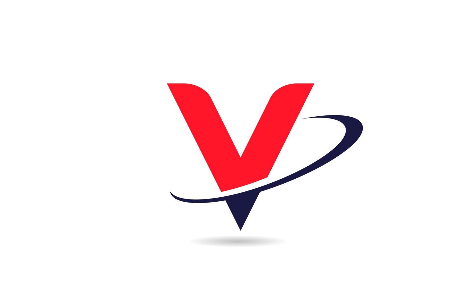 Création d'icône de logo lettre alphabet v en couleur bleu rouge avec swoosh pour les entreprises et l'entreprise vecteur