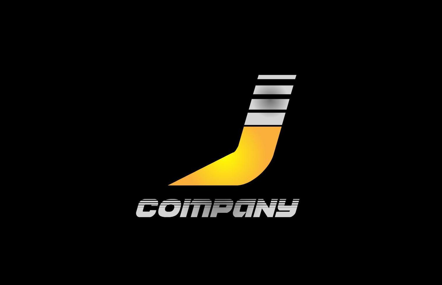 icône du logo de la lettre de l'alphabet j pour les entreprises et les entreprises avec un design à rayures jaunes vecteur