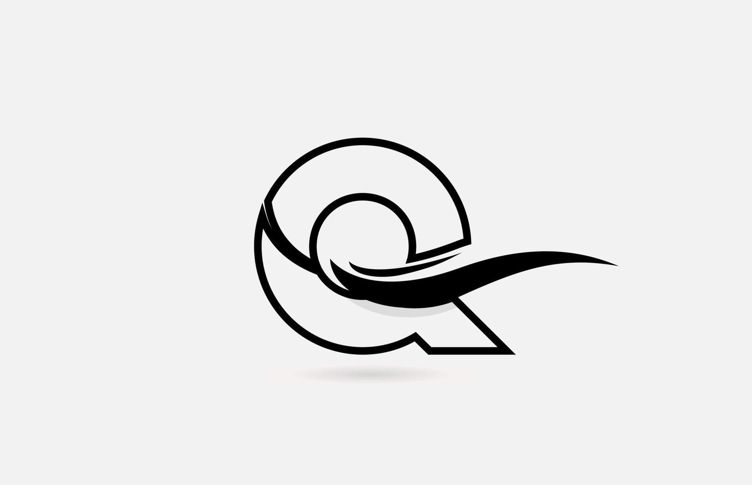 q icône du logo lettre alphabet noir et blanc pour entreprise et société avec un design de ligne simple vecteur