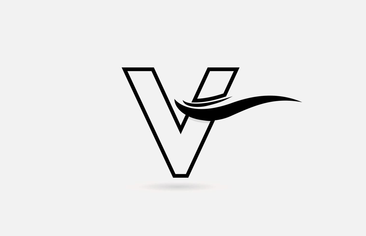 v icône du logo lettre alphabet noir et blanc pour entreprise et société avec un design de ligne simple vecteur