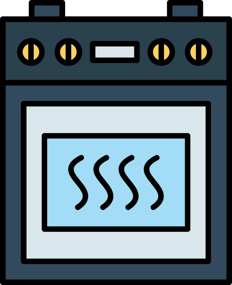 cuisine le fourneau ligne rempli icône vecteur