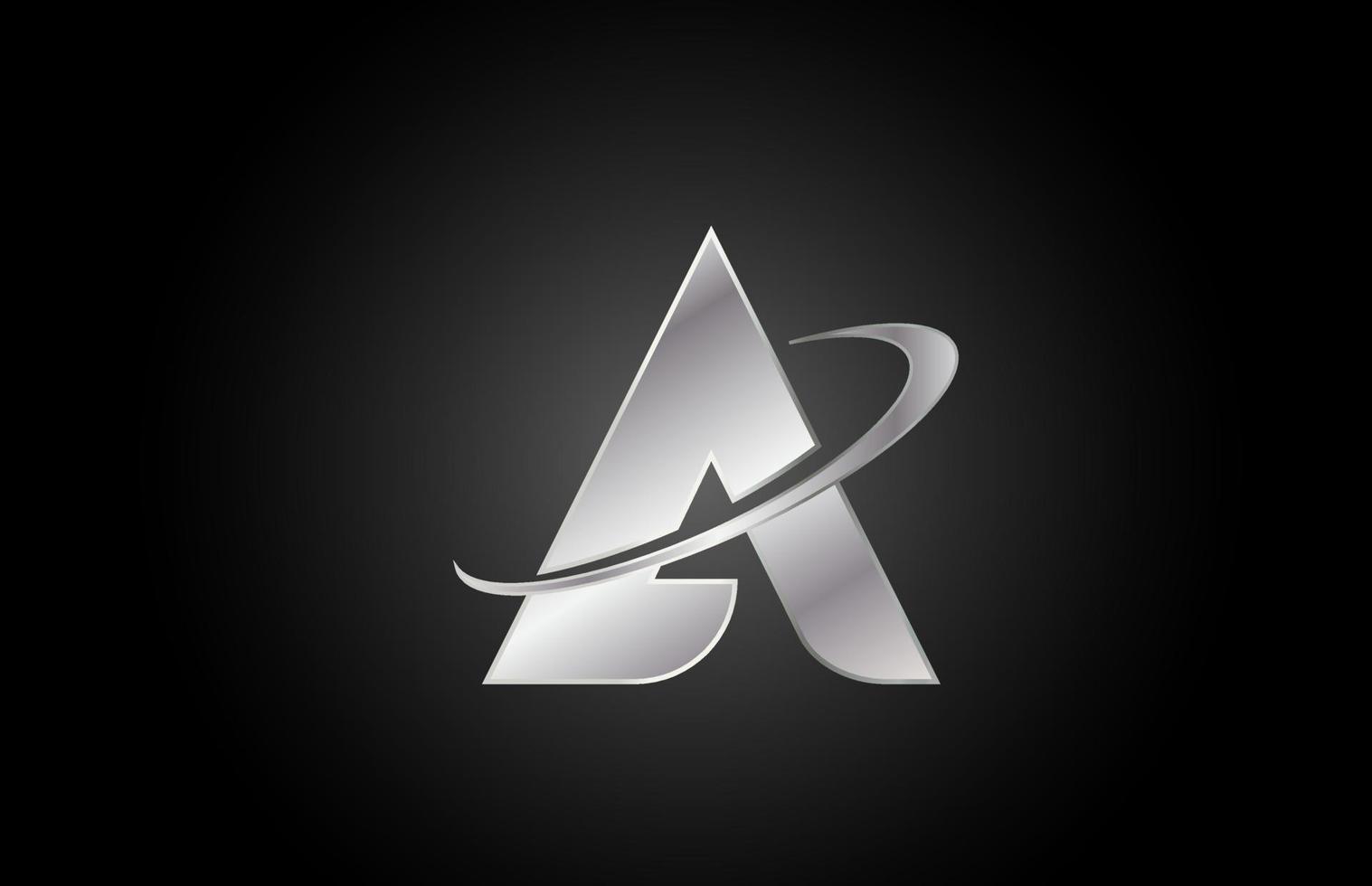 une icône du logo de la lettre de l'alphabet en métal pour l'entreprise avec un design swoosh vecteur