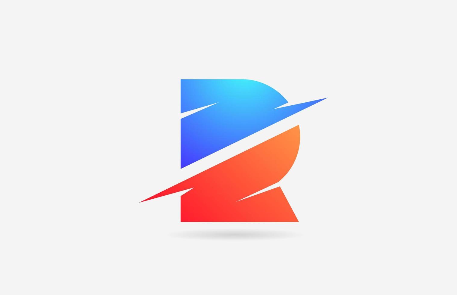r bleu blanc alphabet lettre icône du logo pour les entreprises et les entreprises avec la conception de la ligne vecteur