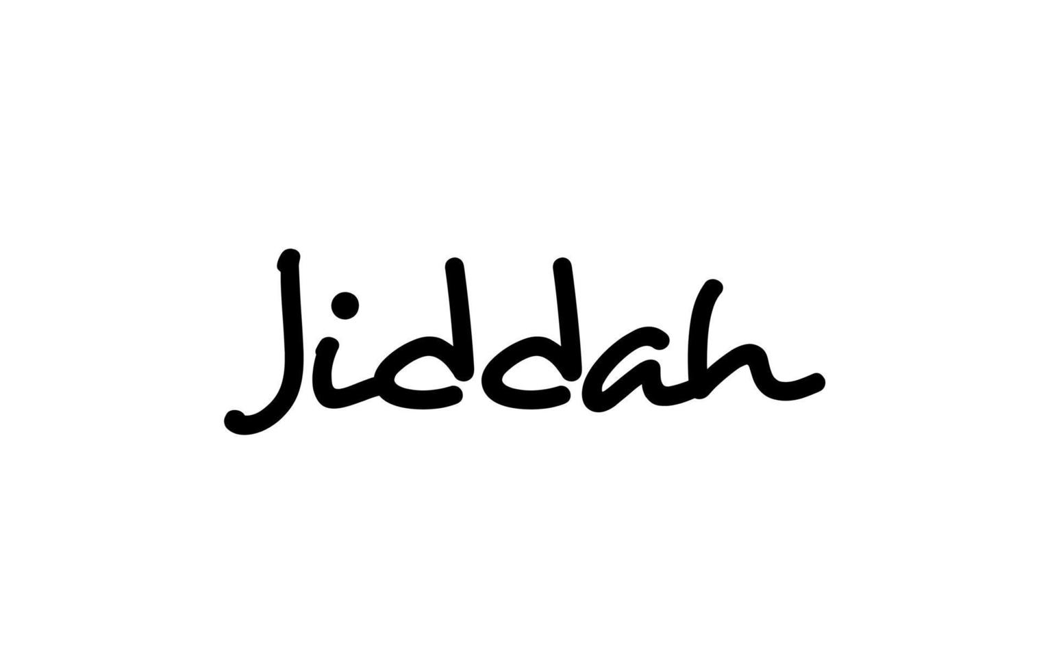 lettrage de main de texte de mot manuscrit de la ville de jiddah. texte de calligraphie. typographie en couleur noire vecteur