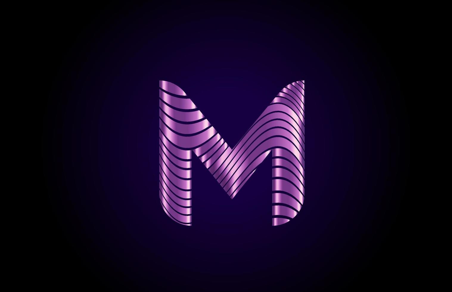 m icône du logo de la lettre de l'alphabet bleu violet pour l'entreprise. conception de ligne métallique simple pour les entreprises et les entreprises vecteur