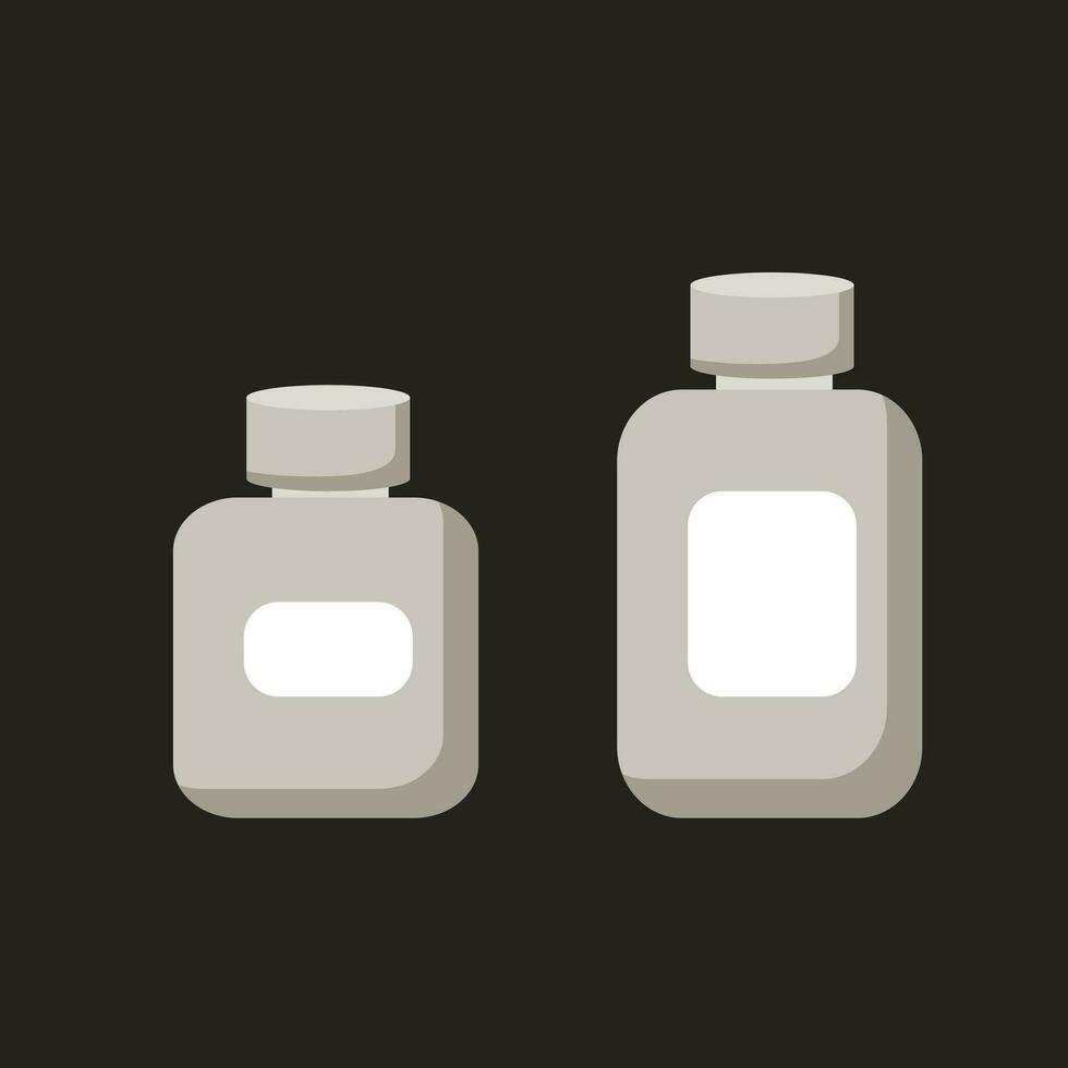 gris médicament pots avec à visser couvercles et blanc Étiquettes. pots de différent Taille et volume. Icônes vecteur