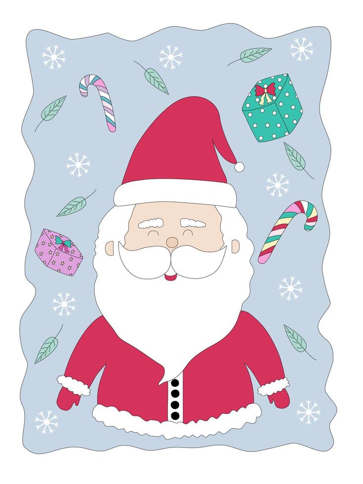 joyeux noël avec des images clipart de personnages mignons conçues dans un style doodle qui peuvent être appliquées dans des thèmes de noël vecteur