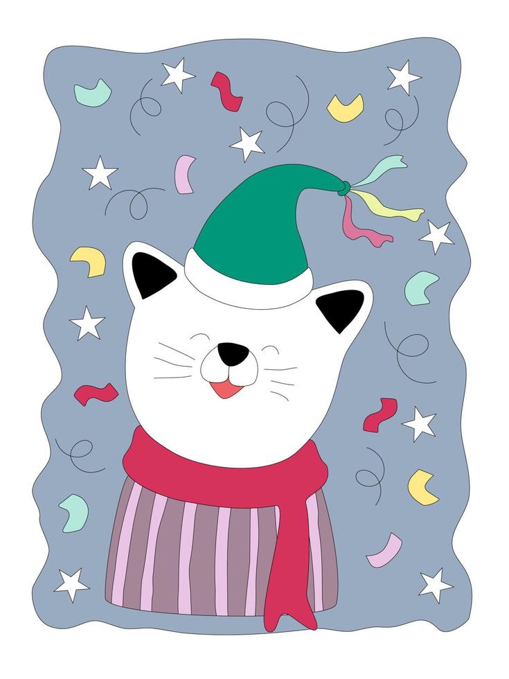 joyeux noël avec des images clipart de personnages mignons conçues dans un style doodle qui peuvent être appliquées dans des thèmes de noël vecteur