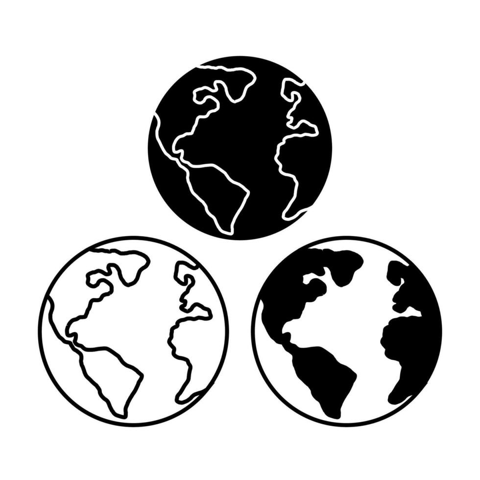 Terre globe icône, logo. globe icône de la toile image ensemble vecteur