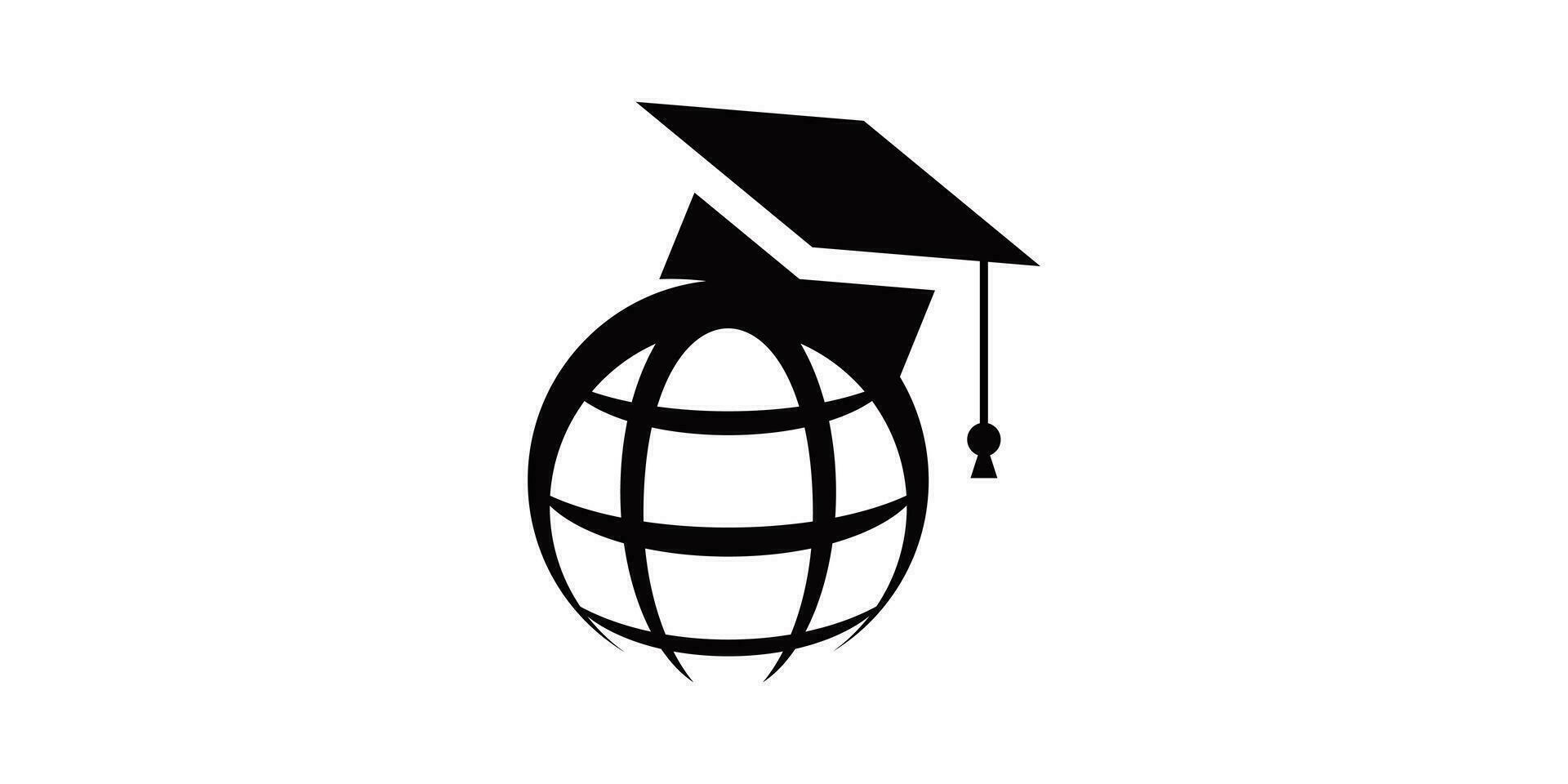 logo conception combinaison de globe forme avec l'obtention du diplôme casquette, éducatif logo conception. vecteur
