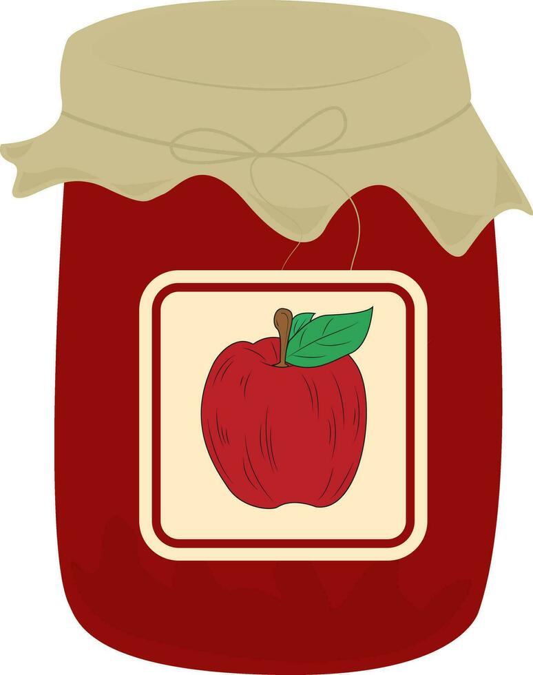 Pomme confiture dans verre pot. bouteille avec préserver, mise en conserve. Naturel produit. en bonne santé en mangeant et régime. conception de salutation cartes, affiches, patchs, impressions sur vêtements, emblèmes. Pomme. vecteur