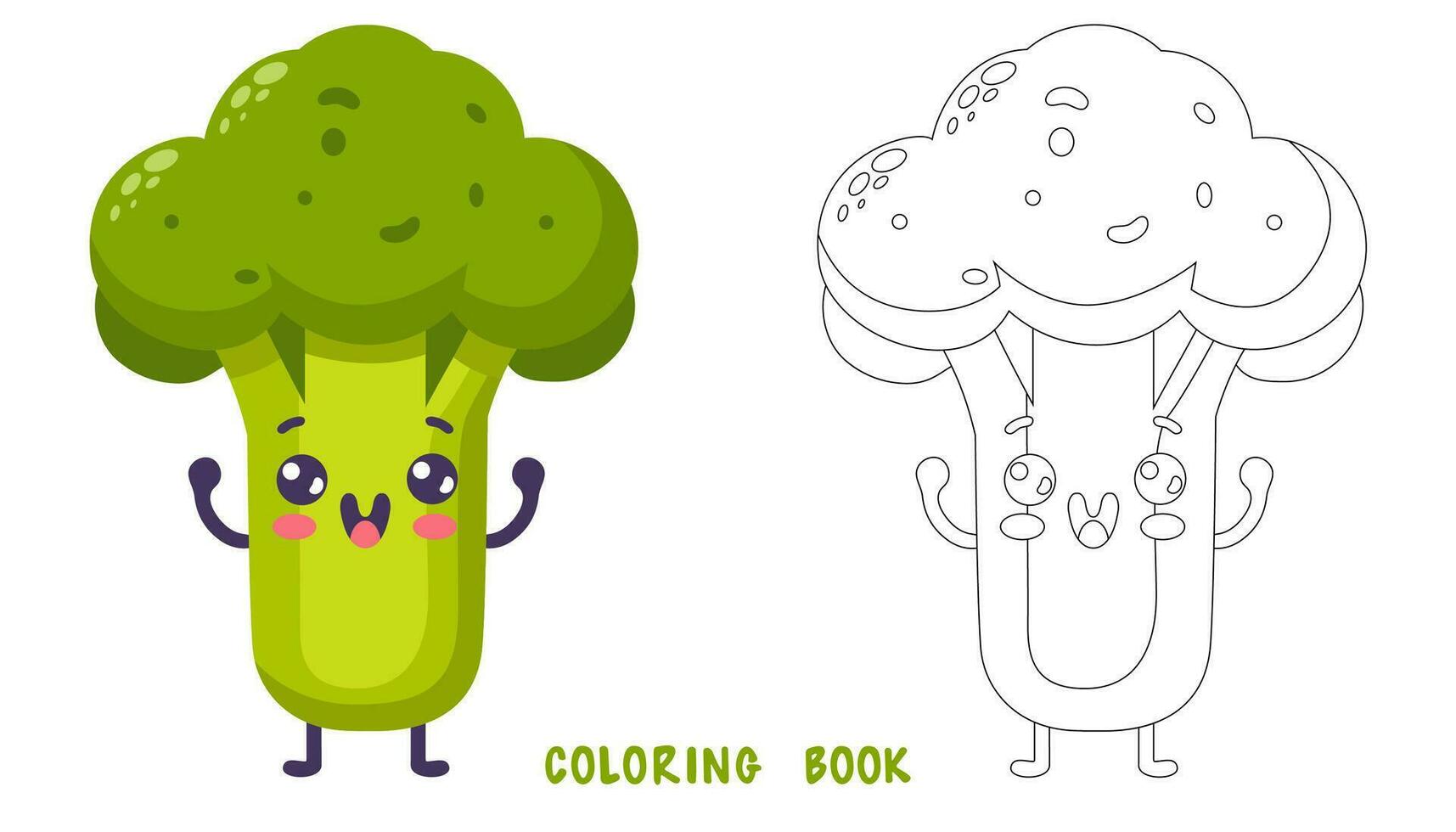 coloration livre de sensationnel dessin animé marrant brocoli vecteur