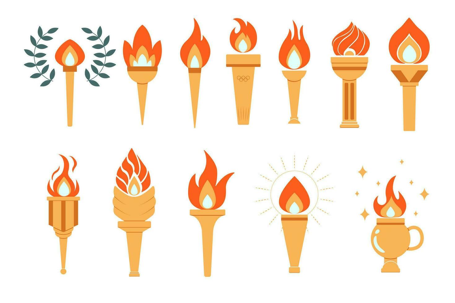 ensemble de brûlant flamme torches illustration de symbole de compétitions vecteur