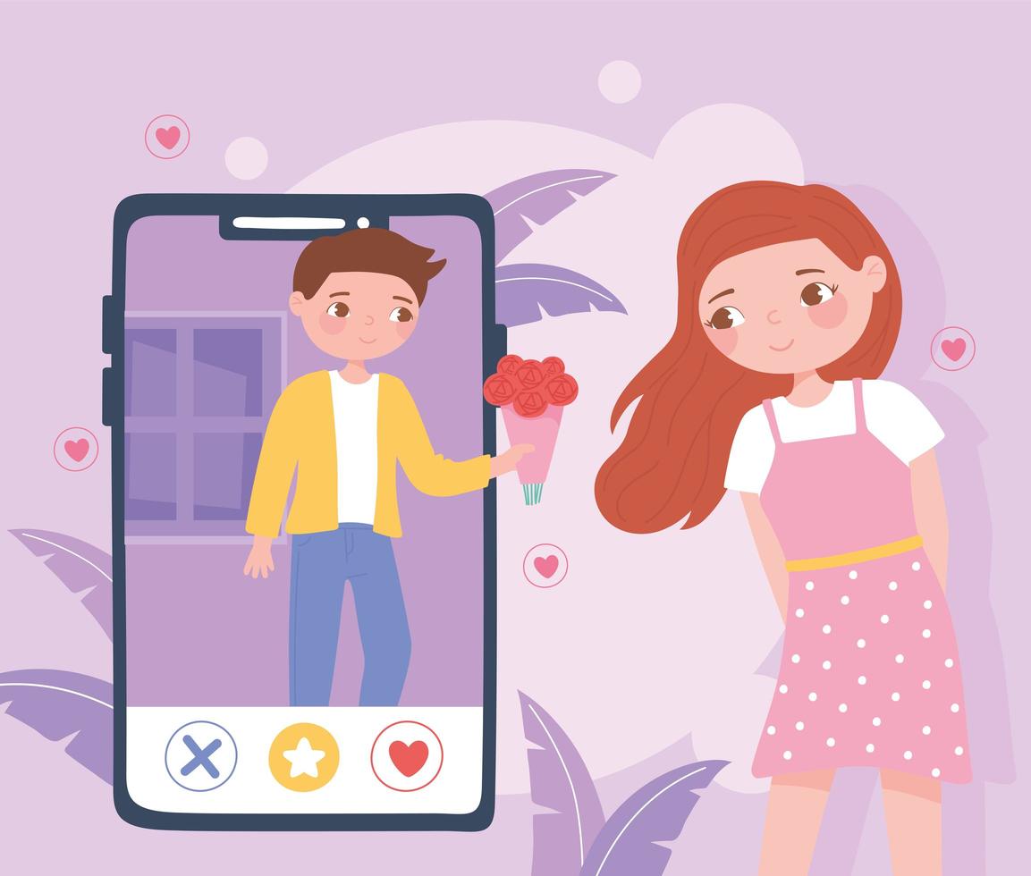 utilisateurs d'applications de rencontres en ligne, smartphone en couple vecteur