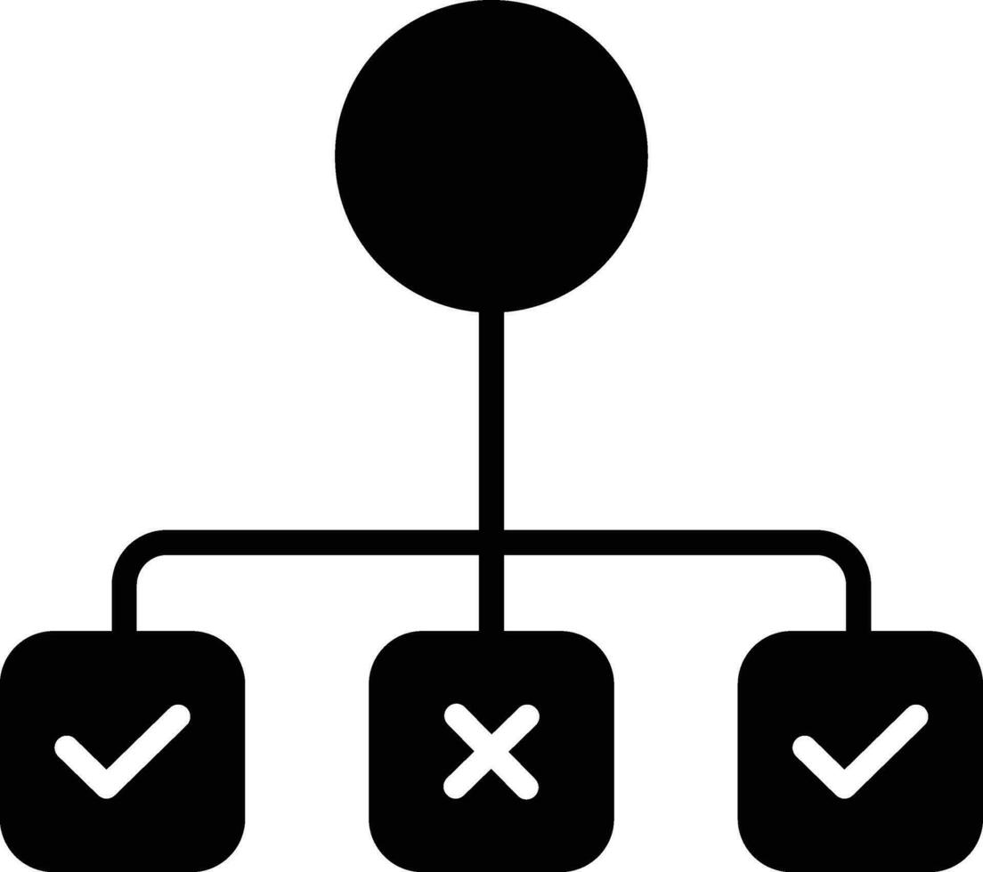 décision processus solide et glyphe vecteur illustration