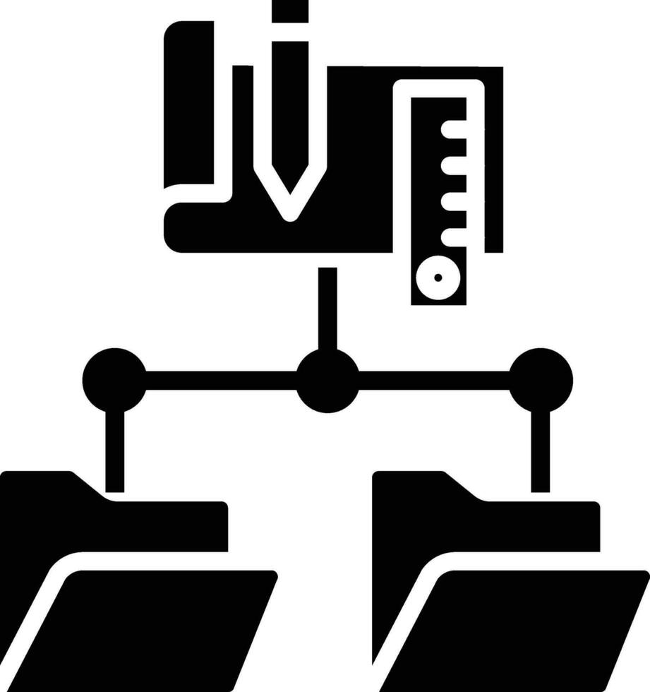 dossier structure solide et glyphe vecteur illustration