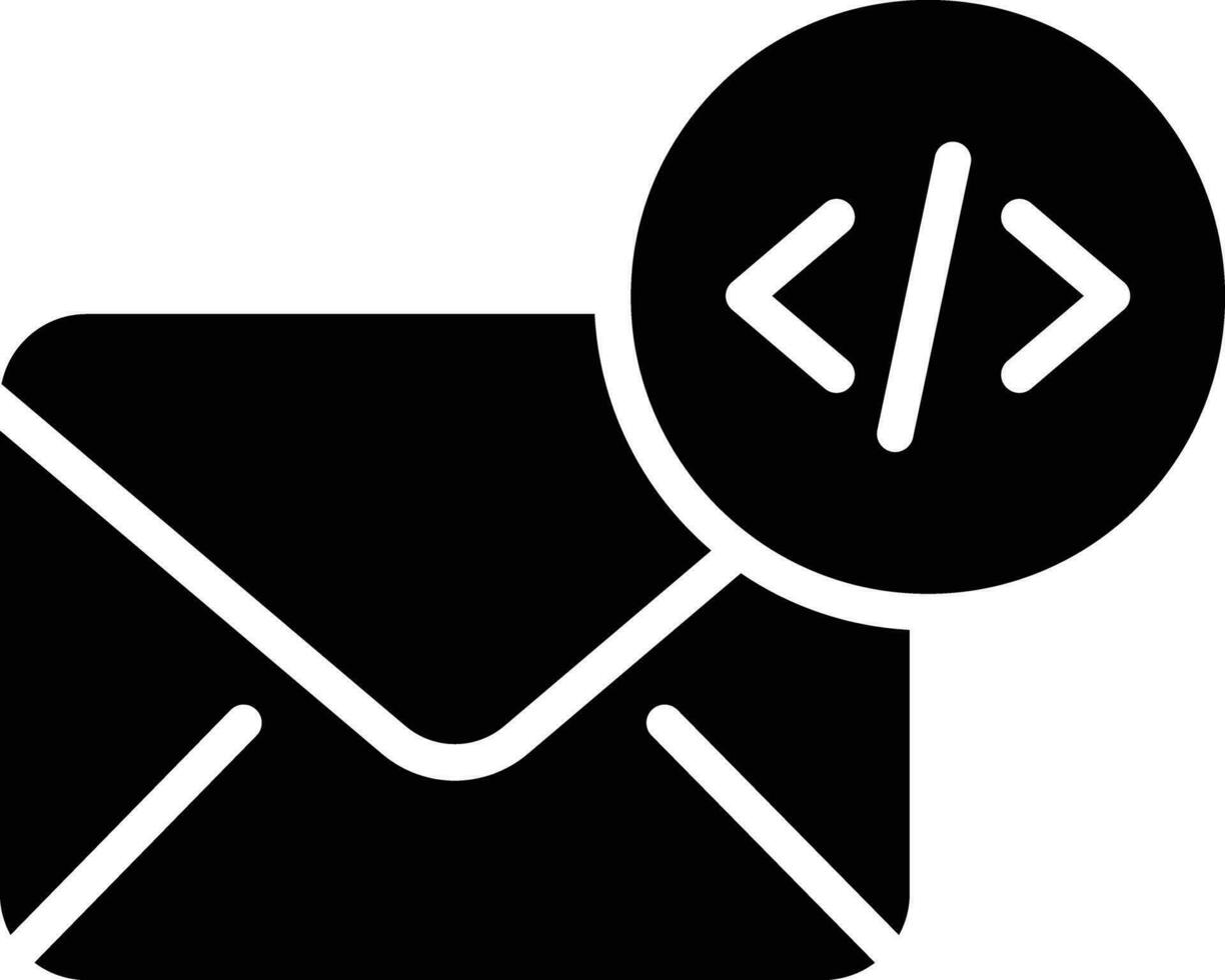 programmation email solide et glyphe vecteur illustration