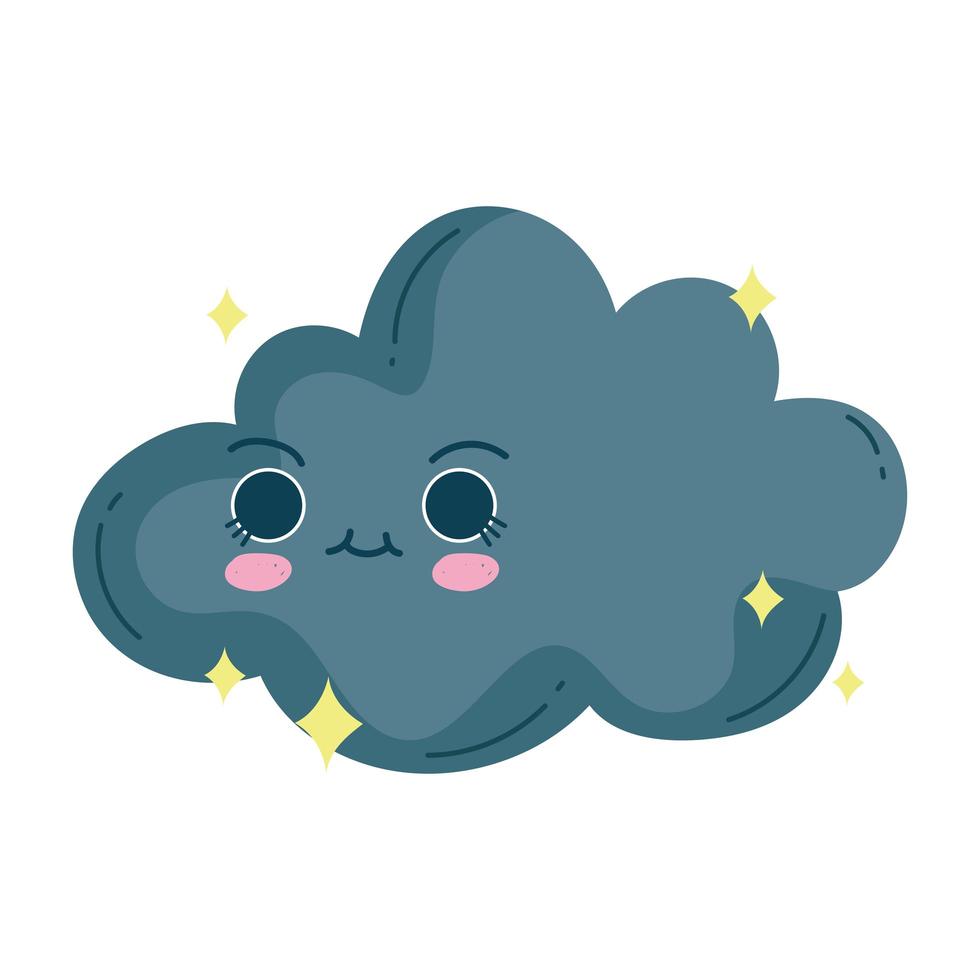 nuage d'orage kawaii vecteur