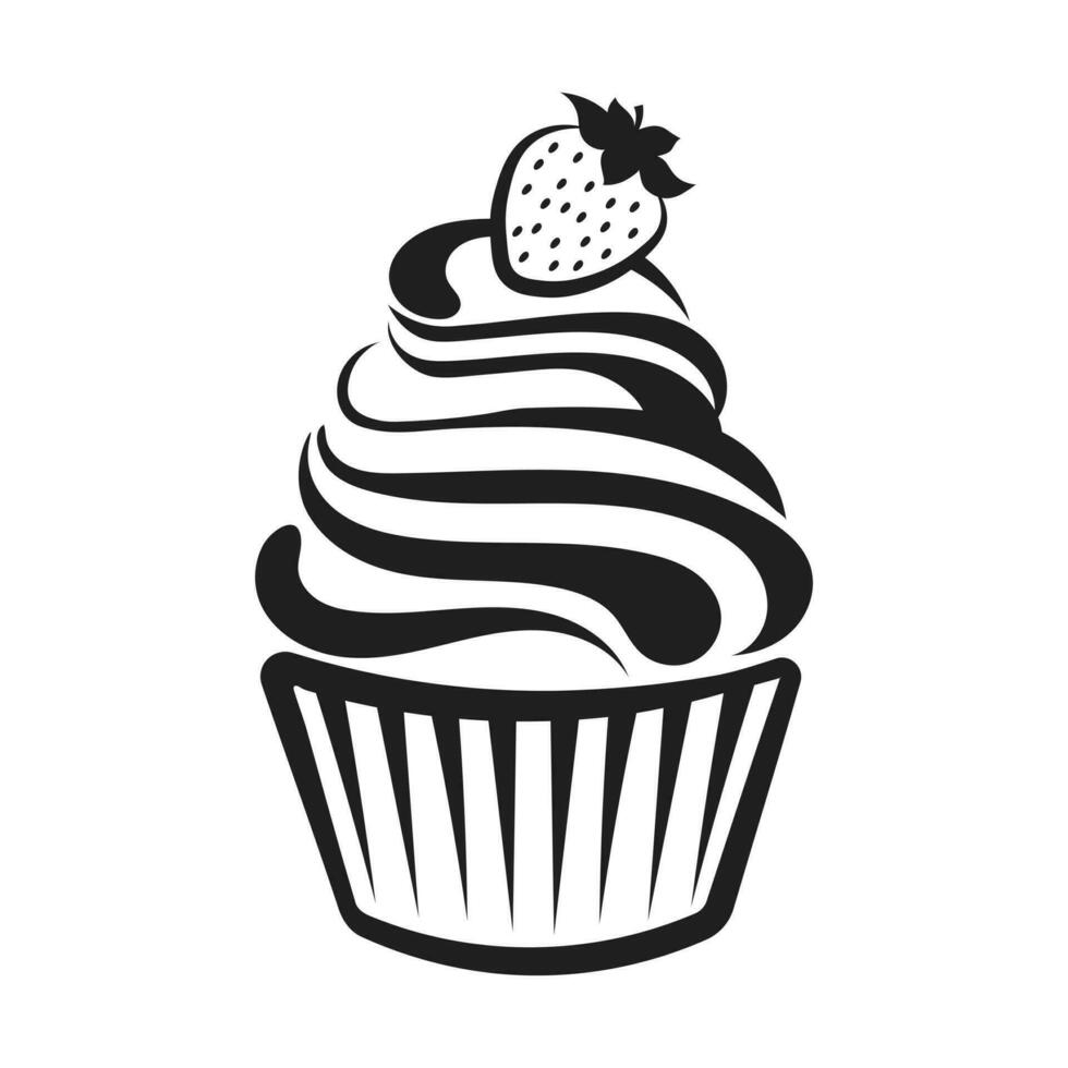 linéaire silhouette de petit gâteau, ligne art, clipart isolé sur blanc Contexte. sucré dessert. nourriture illustration, vecteur