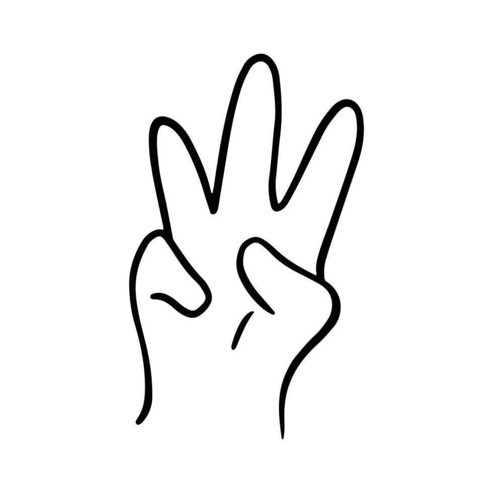 enfants main gestes dans griffonnage style isolé. main tiré Humain mains exprimer divers panneaux et symboles avec les doigts vecteur